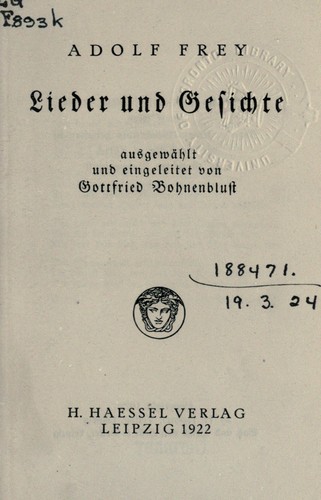 Cover for Lieder und Gesichte