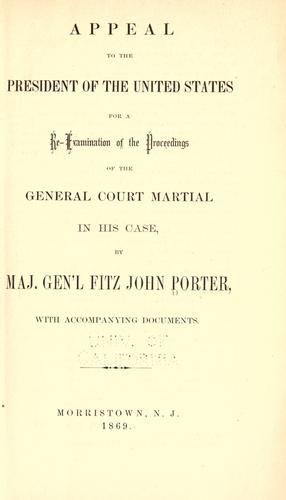 Cover for Appeal to the President of the United States for a re-examination of the proceedings of the general court martial in his case