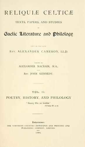 Cover for Reliquiae Celticae