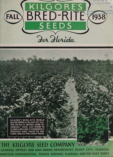 Cover for Kilgore's Bred-Rite seeds for Florida, fall 1938