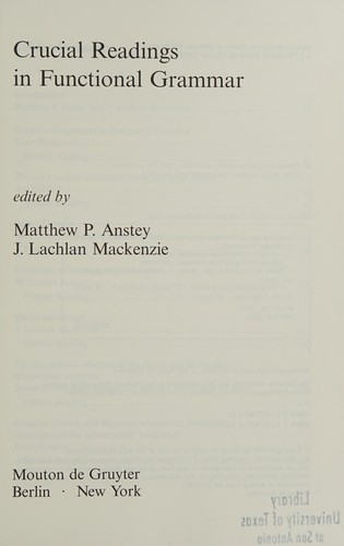 Cover for Crucial readings in functional grammar