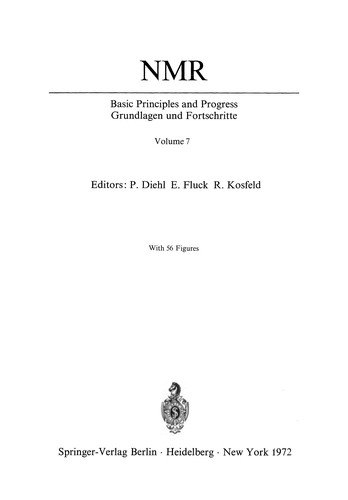 Cover for NMR Basic Principles and Progress / NMR Grundlagen und Fortschritte