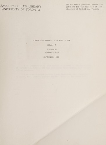 Cover for Cases and materials on family law