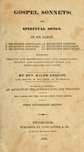 Cover for Gospel sonnets, or, Spiritual songs ...