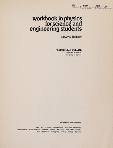 Cover for Workbook in physics for science and engineering students