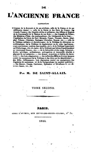 Cover for De l'ancienne France