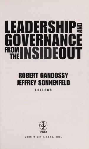 Cover for Leadership and governance from the inside out