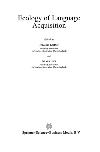 Cover for Ecology of Language Acquisition