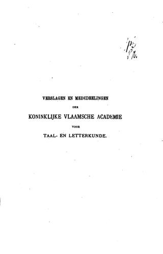 Cover for Verslagen en mededelingen van de Koninklijke Vlaamse Academie voor Taal- en ...