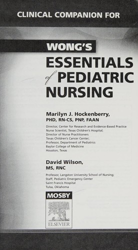 Cover for Clinical companion for Wong's essentials of pediatric nursing