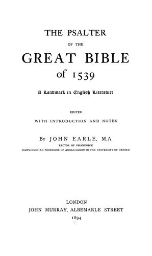Cover for The Psalter of the great Bible of 1539