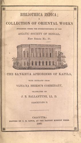 Cover for The San̊khya aphorisms.