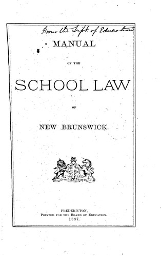 Cover for Manual of the School Law of New Brunswick