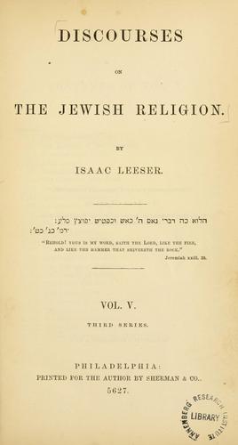 Cover for Discourses on the Jewish religion.