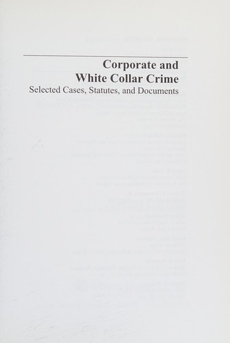 Cover for Corporate and white collar crime
