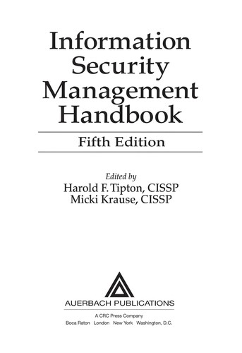 Cover for Information security management handbook