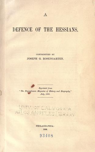 Cover for Defence of the Hessians