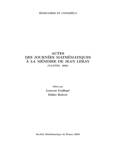Cover for Actes des journées mathématiques à la mémoire de Jean Leray