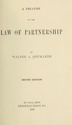 Cover for A treatise on the law of partnership