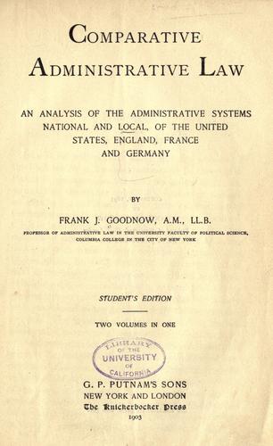 Cover for Comparative administrative law