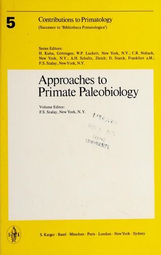 Cover for Approaches to primate paleobiology