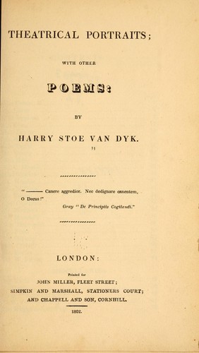 Cover for Theatrical portraits