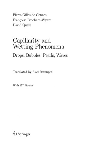 Cover for Capillarity and wetting phenomena