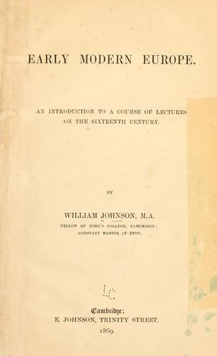 Cover for Early modern Euope.
