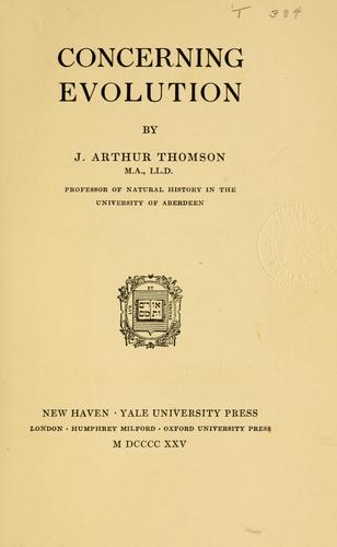 Cover for Concerning evolution