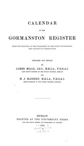 Cover for Calendar of the Gormanston register