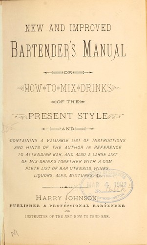Cover for Harry Johnson's new and improved bartender's manual