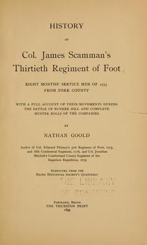 Cover for History of Col. James Scamman's Thirtieth regiment of foot