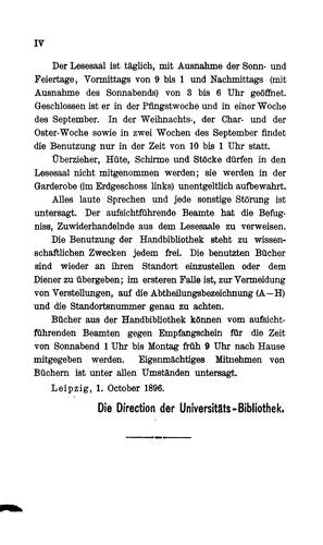 Cover for Verzeichniss der Handbibliothek des Lesesaales der Universitäts-bibliothek zu Leipzig.