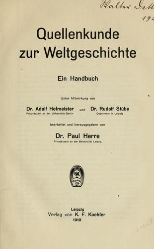 Cover for Quellenkunde zur Weltgeschichte