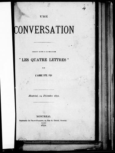 Cover for Une conversation faisant suite à la brochure "Les quatre lettres"