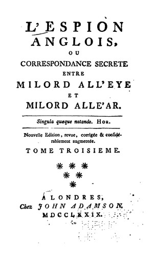 Cover for L'observateur anglois, ou Correspondance secrete entre milord All'Eye et milord AllE'ar [sic]