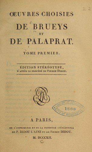 Cover for uvres choises de Brueys et de Palaprat ...