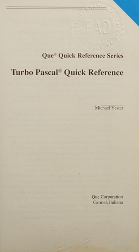 Cover for Turbo Pascal quick reference