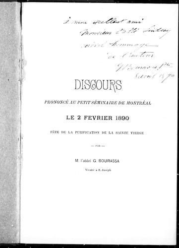 Cover for Discours prononcé au Petit séminaire de Montréal, le 2 février 1890