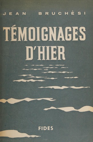 Cover for Témoinages d'hier
