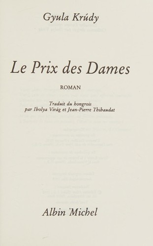 Cover for Le prix des dames