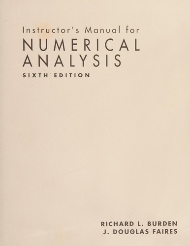 Cover for Instructor's manual for Numerical analysis