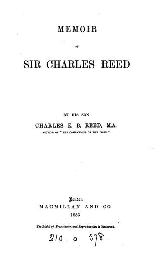 Cover for Memoir of Sir Charles Reed
