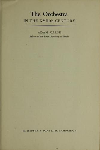 Cover for The orchestra in the XVIIIth century