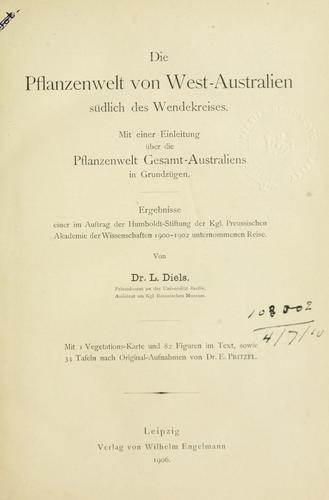 Cover for Pflanzenwelt von West-Australien südlich des Wendekreises.