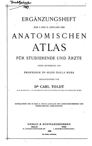 Cover for Anatomischer Atlas fuer Studirende und Aerzte suppl., 1903