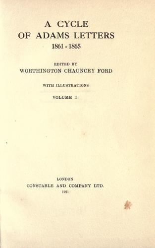 Cover for A cycle of Adams letters, 1861-1865
