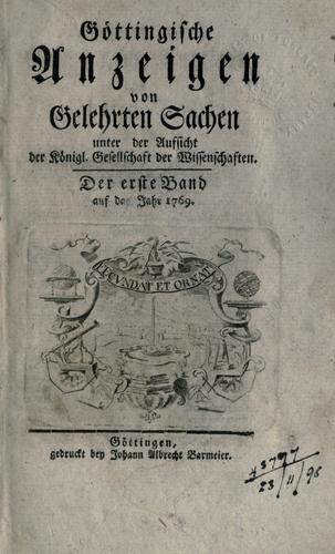 Cover for Göttingische Anzeigen von gelehrten Sachen