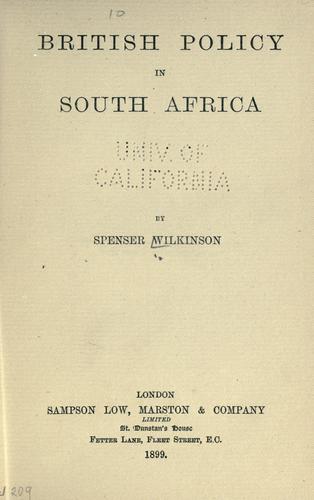 Cover for British policy in South Africa
