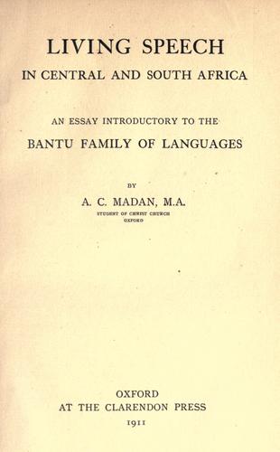 Cover for Living speech in Central and South Africa